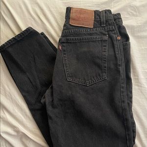 Black Levi's 512 Slim Fit Tapered Leg Mom Jean